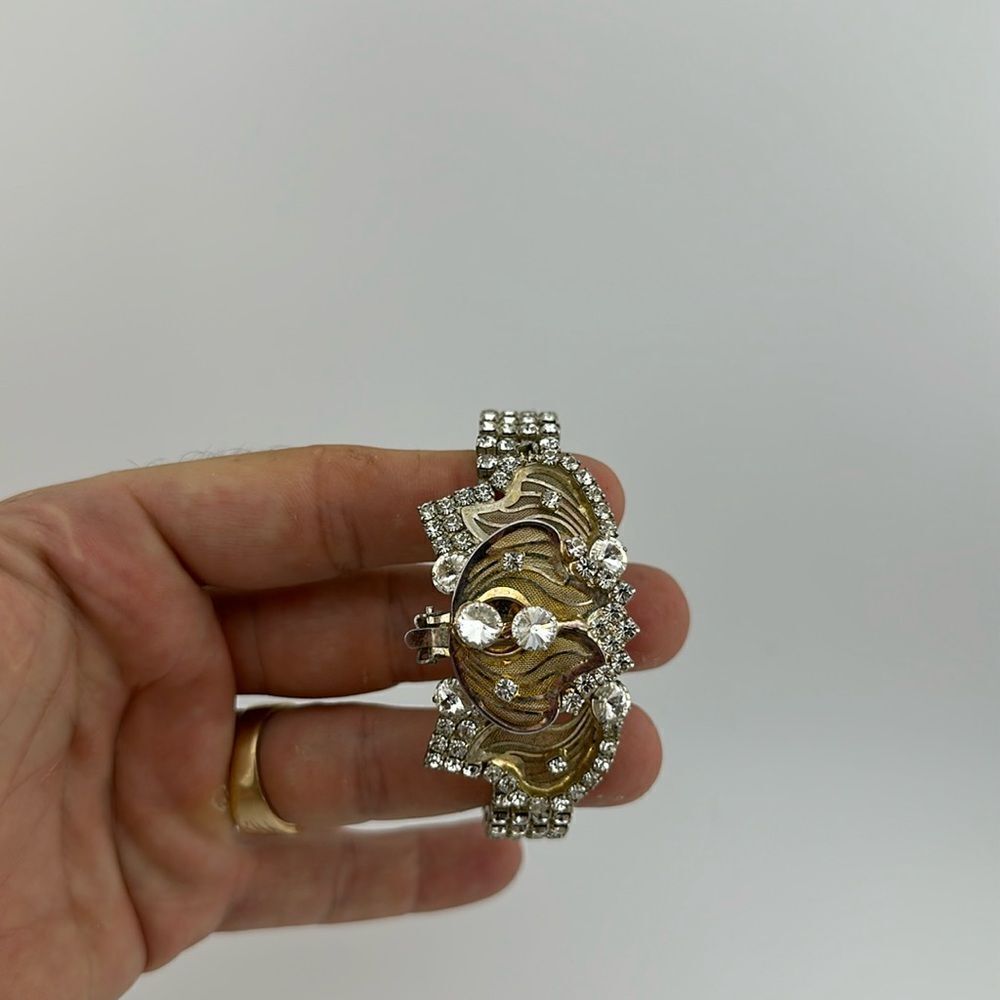 Vintage gorgeous Diamond like Corsage Watch Silver plated
